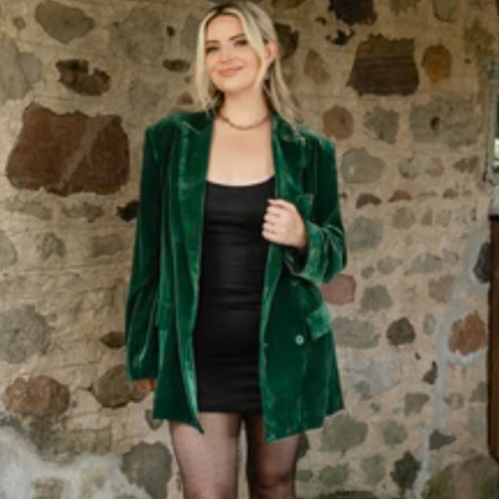 New! Smash + Tess Very Velvet Blazer in Winter Green nwt nbnn